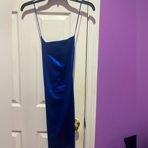 H&M blue satin mini dress spaghetti straps
